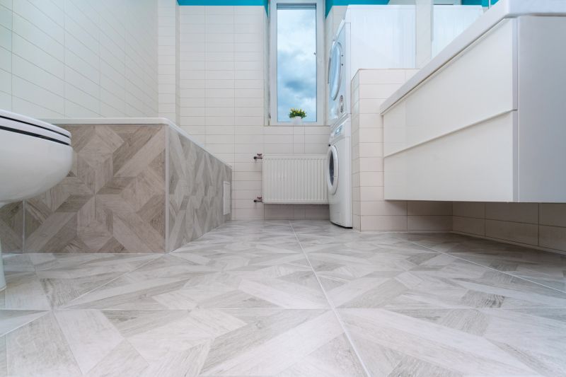 Bathroom with Geometric Tile Design
